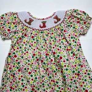 Little threads 3T elf smocked polkadot dress